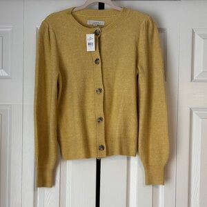 LOFT Mustard Colored Soft Cardigan Sweater NWT Size S